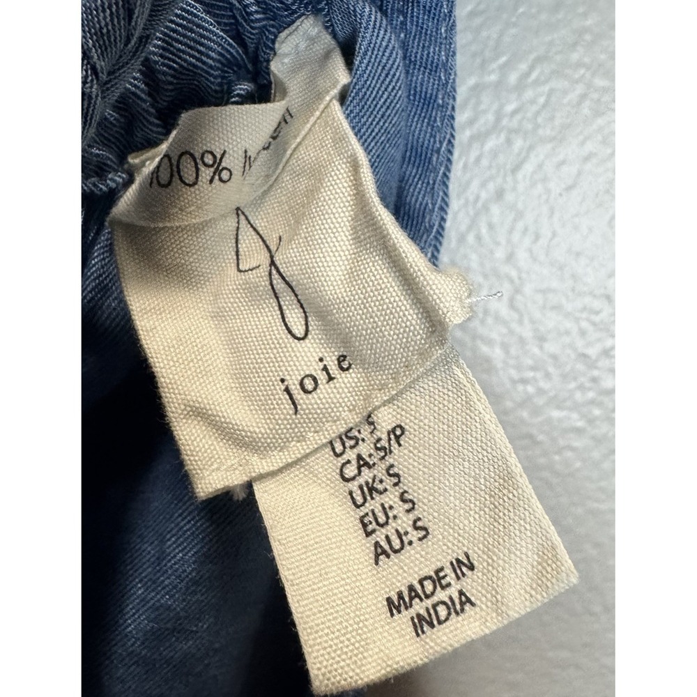 Joie Halter Top Size Small Soft Chambray Braided Straps Crop Boho Tank Top Blue - Picture 6 of 7